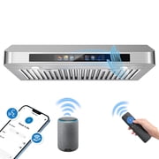 30 Inch Under Cabinet Range Hood with Voice/Gesture/Touch Control, 900 CFM Kitchen Vent Hood with 4-Speed Exhaust Fan, Stainless Steel Stove Hood with LED Lights, Baffle Filters
