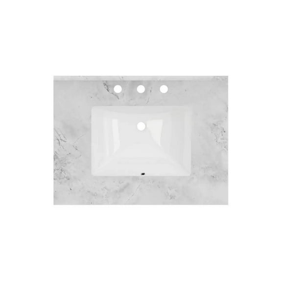 30 Inch Carrera Marble Vanity Top with Rectangular Undermount Sink