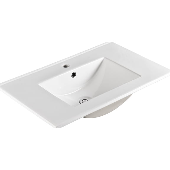 30 Inch Ceramic Vanity Top | Pre - drilled for Single Faucet in Bathroom | Smooth and Beautiful Ceramic | Keeps Water from Leaking