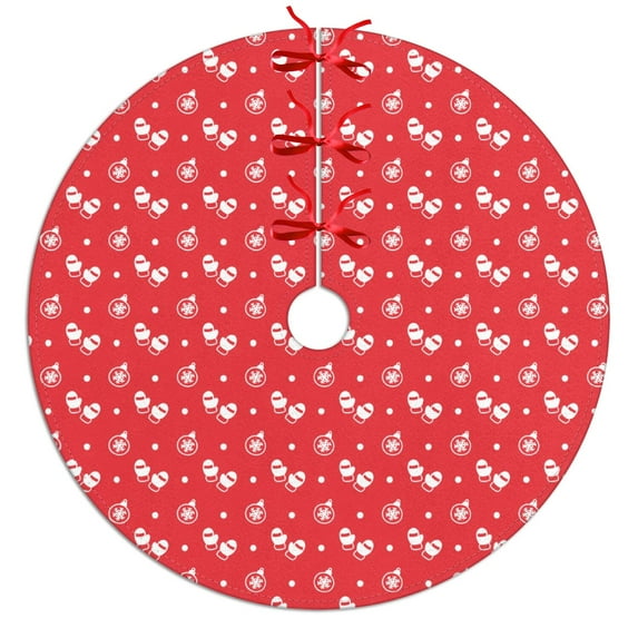 30 Inch Christmas Tree Skirt – Velvet Plush Tree Mat, Soft Thickened Polyester with Red Ties, Single-Sided Printing, Available in 30in/36in/48in, Perfect for Holiday Xmas Tree Decoration