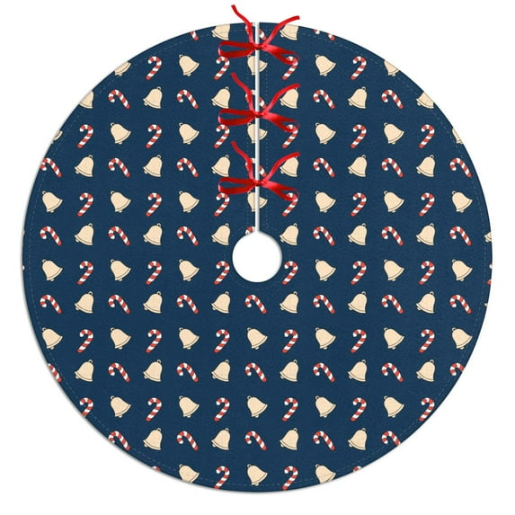 30 Inch Christmas Tree Skirt – Velvet Plush Tree Mat, Soft Thickened Polyester with Red Ties, Single-Sided Printing, Available in 30in/36in/48in, Perfect for Holiday Xmas Tree Decoration