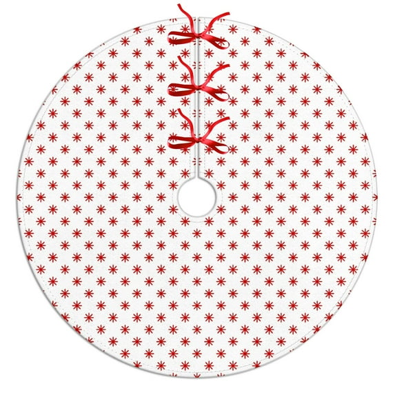 30 Inch Christmas Tree Skirt – Velvet Plush Tree Mat, Soft Thickened Polyester with Red Ties, Single-Sided Printing, Available in 30in/36in/48in, Perfect for Holiday Xmas Tree Decoration