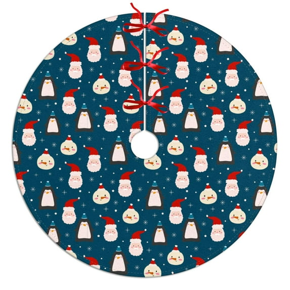 30 Inch Christmas Tree Skirt – Velvet Plush Tree Mat, Soft Thickened Polyester with Red Ties, Single-Sided Printing, Available in 30in/36in/48in, Perfect for Holiday Xmas Tree Decoration