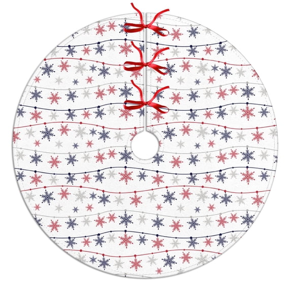 30 Inch Christmas Tree Skirt – Velvet Plush Tree Mat, Soft Thickened Polyester with Red Ties, Single-Sided Printing, Available in 30in/36in/48in, Perfect for Holiday Xmas Tree Decoration