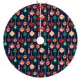 thumbnail image 1 of 30 Inch Christmas Tree Skirt – Velvet Plush Tree Mat, Soft Thickened Polyester with Red Ties, Single-Sided Printing, Available in 30in/36in/48in, Perfect for Holiday Xmas Tree Decoration, 1 of 7