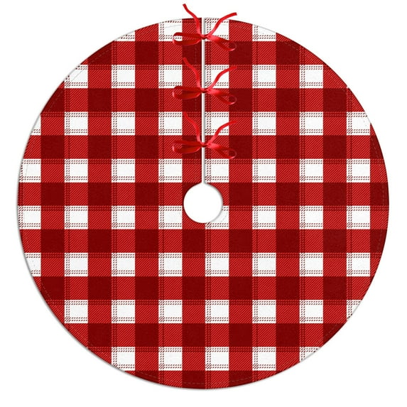 30 Inch Christmas Tree Skirt – Velvet Plush Tree Mat, Soft Thickened Polyester with Red Ties, Single-Sided Printing, Available in 30in/36in/48in, Perfect for Holiday Xmas Tree Decoration