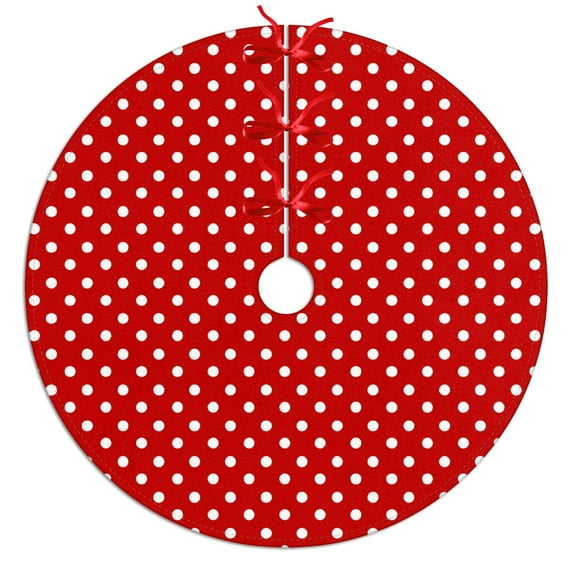 30 Inch Christmas Tree Skirt – Velvet Plush Tree Mat, Soft Thickened Polyester with Red Ties, Single-Sided Printing, Available in 30in/36in/48in, Perfect for Holiday Xmas Tree Decoration