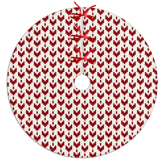 30 Inch Christmas Tree Skirt – Velvet Plush Tree Mat, Soft Thickened Polyester with Red Ties, Single-Sided Printing, Available in 30in/36in/48in, Perfect for Holiday Xmas Tree Decoration