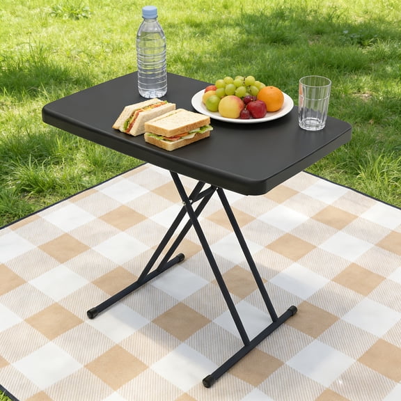 30 Inch Collapsible Utility Table, Height Adjustable Plastic Table, Sturdy & Portable for Camping, Picnic, BBQ, Wedding & Events, Holiday Gift