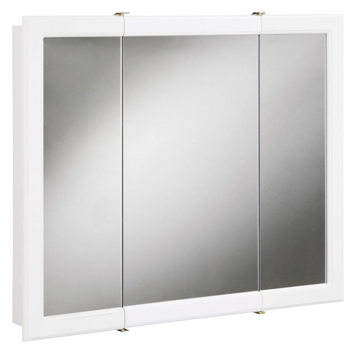 White Wood 30-Inch Bathroom Medicine Cabinet with Mirrored Doors