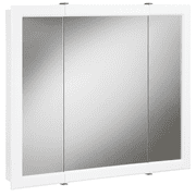 Design House 30 Wood Wall Mounted Mirrored Tri-View Bathroom Medicine Cabinet, White