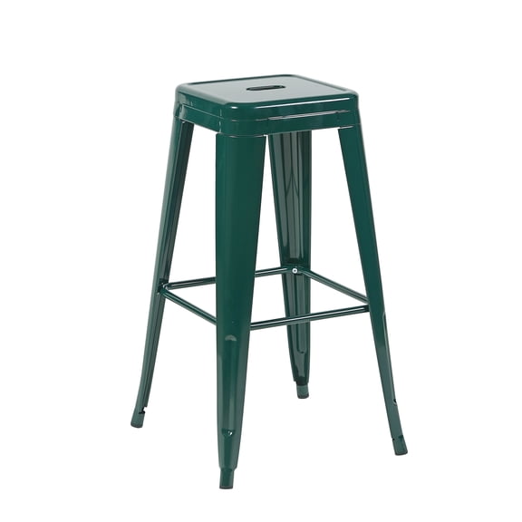 30 Inch Counter Height Stool, Backless Metal Bar Stools Set of 2, Non-Stackable, Detachable & Easy Assembly, Space-Saving Design for Kitchen Island/Bar/Caf/Dining Room (Emerald Green) No.8328