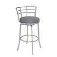 thumbnail image 1 of 30 Inch Curved Back Counter Height Barstool with Metal Flared Legs, Silver - Saltoro Sherpi, 1 of 5