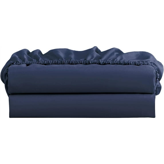 30" Inch Deep Pocket Full-XL Size Fitted Sheet Only - 400 Thread Count - Premium 100% Egyptian Cotton Mattress Cover Sheets & Protectors - Navy Blue Solid.