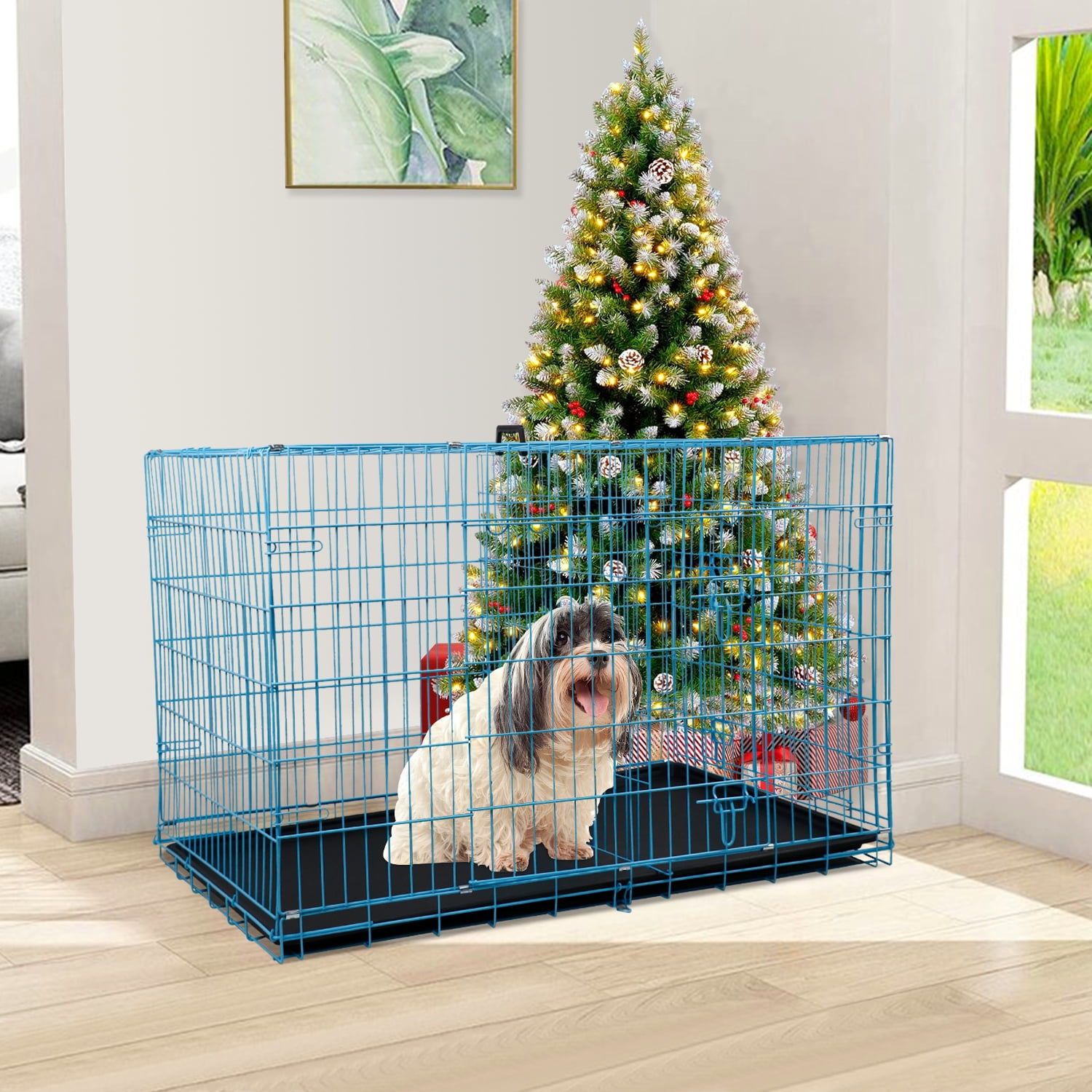 30 Inch Dog Crate for Small Dogs, Folding Metal Wire Crates Dog Kennels