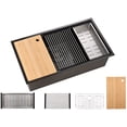 thumbnail image 1 of 33 Inch Drop In & Undermount Kitchen Sink, Single Bowl Stainless Steel Kitchen Sink, Deep Basin Rust Resistant Farmhouse Sink with Noise Canceling Technology Black, 1 of 9