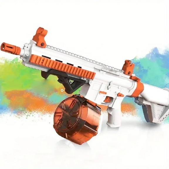 30-Inch Electric Gel Ball Blaster – Full Auto Splatter Blaster, 10 Rounds/Second, 1000+ Capacity Drum, Adjustable Stock SBL-14A-Orange