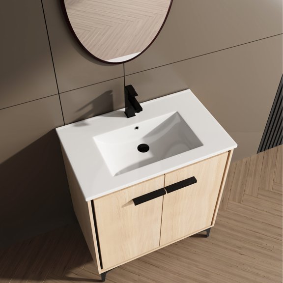 30 Inch Engineered Wood Bathroom Vanity Base Double Door Storage for Bathroom American Design Space Saving