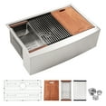 thumbnail image 1 of 30 Inch Farmhouse Sink Workstation, Stainless Steel Kitchen Sink 16 gauge Apron Front Kitchen Sink, Kitchen Sink with Wood Cutting Board, Roll-up Rack, Bottom Rinse Grid and Colander, 1 of 7