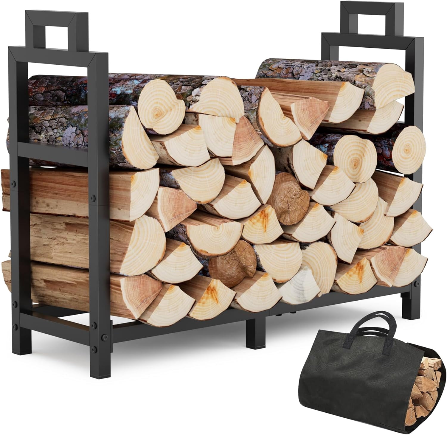 30 Inch Firewood Rack Outdoor Indoor with Handle and Log Carrier Bag ...
