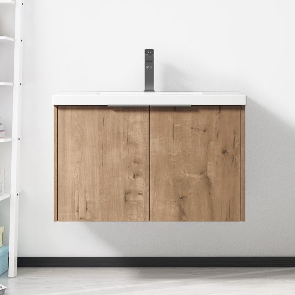 30 Inch Floating Bathroom Vanity | Soft - Close Function for Bathroom Supplies | Anti - Rust Metal Handles | Paint - Free Plywood for Environment
