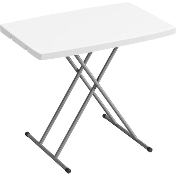 30 Inch Foldable Picnic Table Adjustable Height Utility Tray Table for Small Spaces Camping Events White