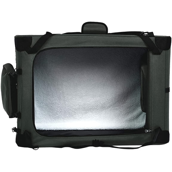 30 Inch Folding Soft Dog Crate Carrier – Portable Travel Kennel with Fleece Pad, Collapsible & Lightweight, Comfortable and Secure Pet Travel, Gray