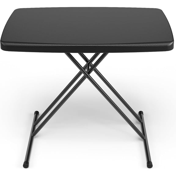 30 Inch Folding Table, Adjustable Height TV Tray for Small Spaces, Heavy Duty Foldable Utility Table for Laptop, Dining, Camping, No Assembly, 200 lbs Capacity, Black Granite