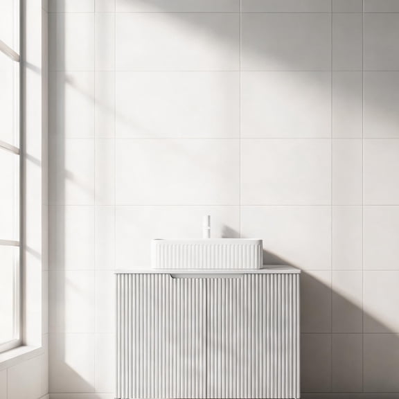 30 Inch Freestanding Bathroom Vanity With Sink, French Romantic Style, White-toned With Ceramic Basin And Artificial Marble Countertop