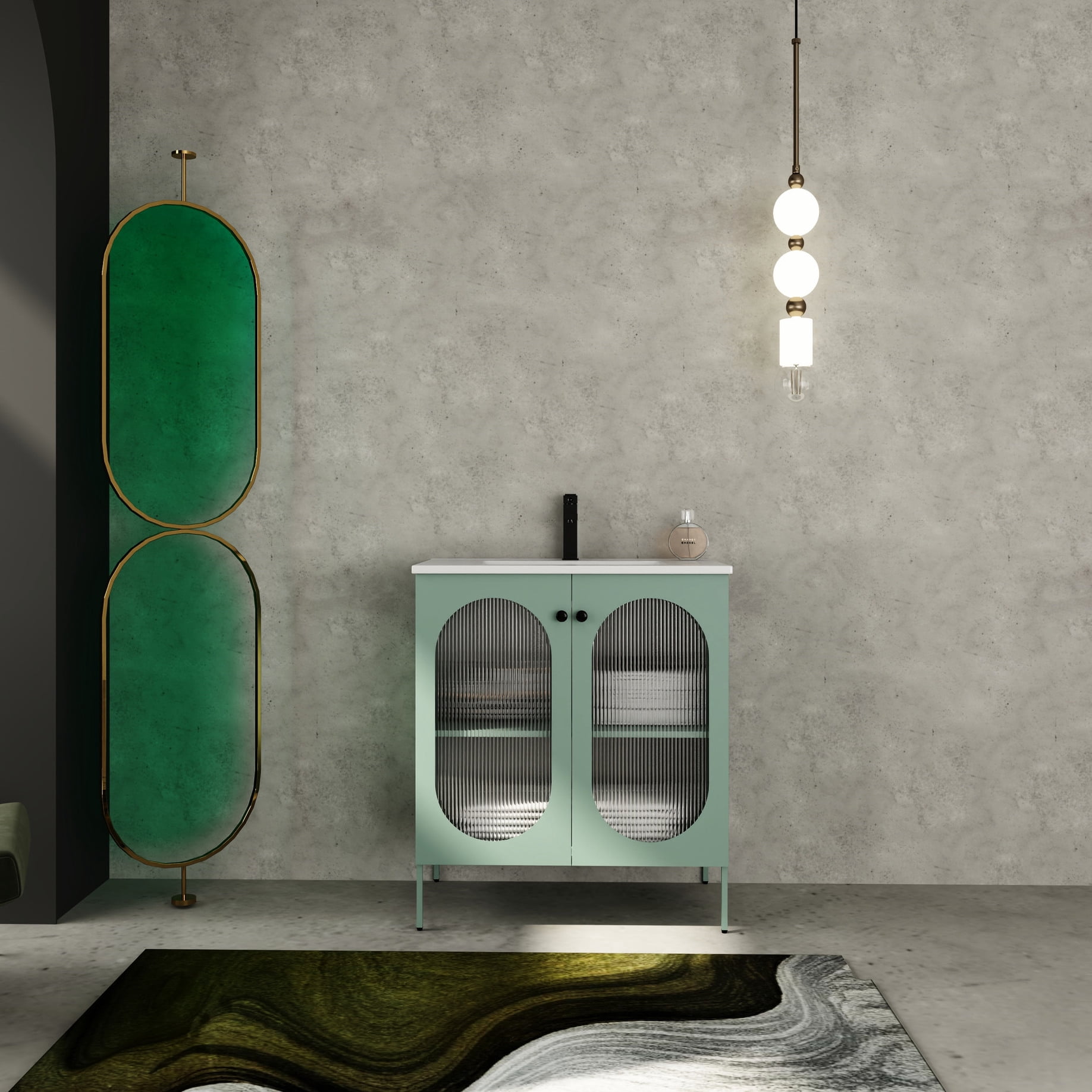 30-Inch Freestanding Steel Vanity with Removable Top and Ceramic Sink ...