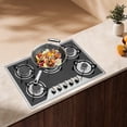 thumbnail image 1 of 30 Inch Gas Cooktop, 5 Burner Built-in Gas Stove Top LPG/NG Convertible, Black Tempered Glass Gas Hob with Battery Pulse Ignition, 1/2" Gas Connection, Drop-in Kitchen Cooktop for Home & Restaurant, 1 of 15