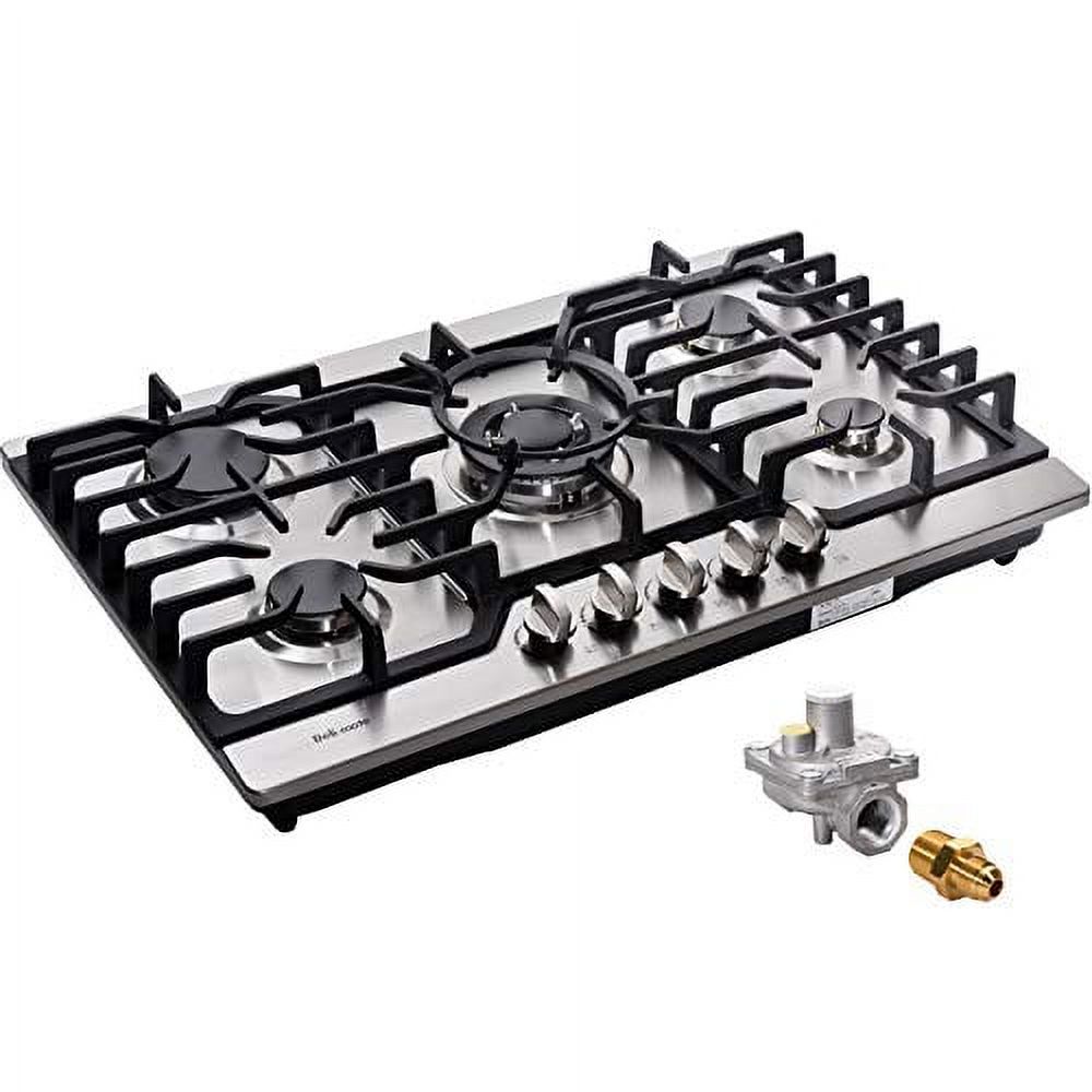 30 Inch Gas Cooktop LPG/NG Convertible 5 Burners Gas Burner Stainless Steel Gas Hob BuiltIn Gas