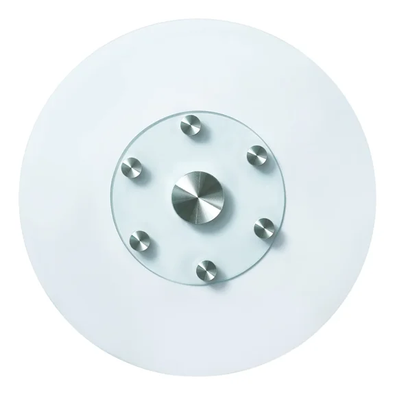 30-Inch Glass Lazy Susan Turntable with 6 Smooth Rotating Wheels,Perfect for Dining Table Centerpiece,Ideal for Gatherings and Events