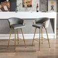 thumbnail image 1 of 30 Inch Gray Fabric Bar Stools with Chrome Accents - Functional Seating for Lounges, 1 of 7