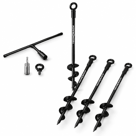 30 Inch Ground Anchors Heavy Duty Screw In - Kit Of 4 Fully Welded Earth Long Spiral Tie Down Stakes For Swing Set Shed Trampoline
