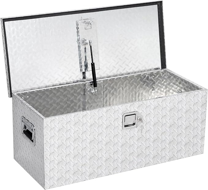 30 Inch Heavy Duty Aluminum Diamond Plate Tool Box Pick Up Truck Bed RV Trailer Toolbox Waterproof Square Storage Organizer with Side Handle, Lock and Keys -30"x 15"x 14", Sliver