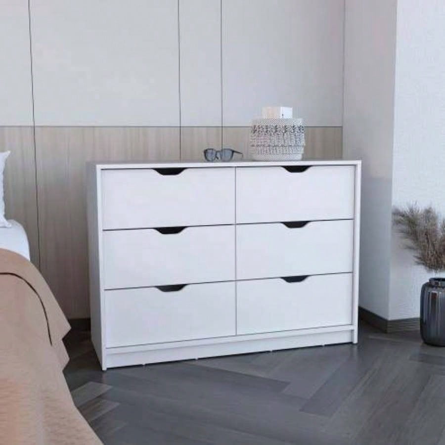30 Inch Height White 4 Drawer Dresser with 2 Lower Cabinets for Bedroom Storage