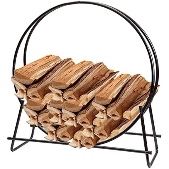 30 Inch Indoor/Outdoor Firewood Racks Tubular Steel Log Hoop