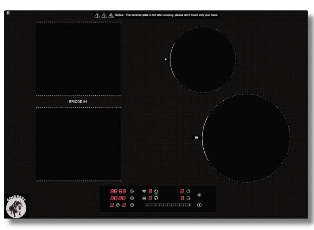 30 Inch Induction Cooktop, 4 Burners with 2500W Booster, Touch Slider Control, 99-Min Timer, WiFi Connectivity, Auto Shut-Off, Built-in Electric Hob, Black Ceramic Glass, 220-240V Hardwired