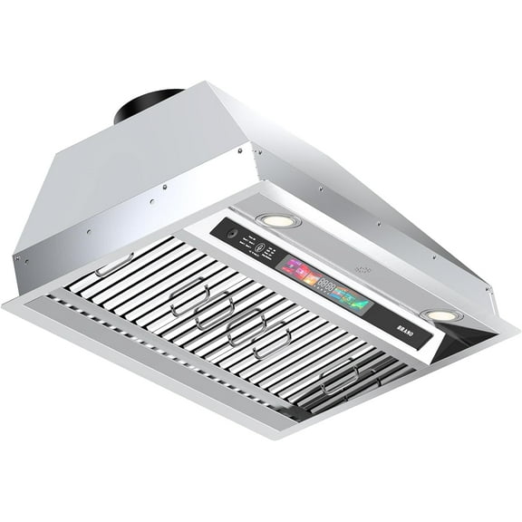 30 Inch Insert Range Hood with Voice/Gesture/Touch Control, 900 CFM Built-in Kitchen Hood Vent with 4 Speed Exhaust Fan, Memory Mode, Adjustable Lights, Ducted/Ductless Convertible