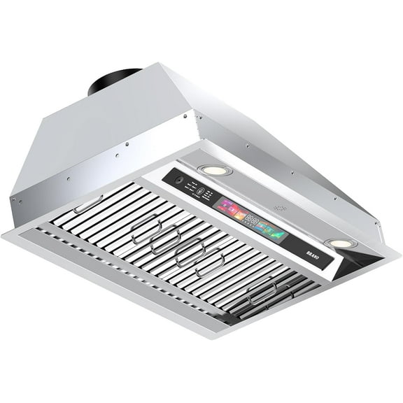 30 Inch Insert Range Hood with Voice/Gesture/Touch Control, 900 CFM Built-in Kitchen Hood Vent with 4 Speed Exhaust Fan, Memory Mode, Adjustable Lights, Ducted/Ductless Convertible