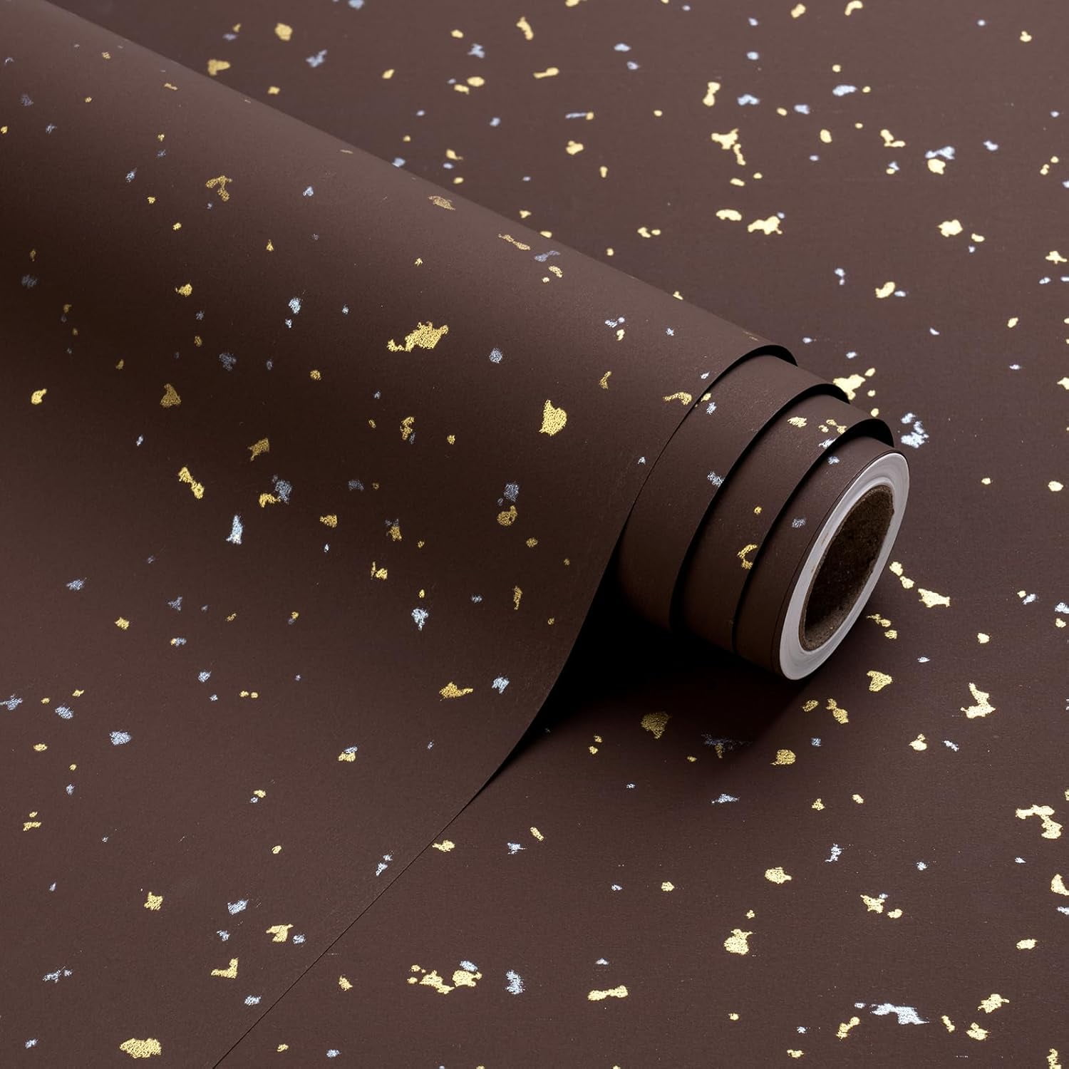 30 Inch Jumbo Chocolate Brown Wrapping Paper Roll - 30 Inch x 16.5 Feet - Chocolate Brown Gold Design with Silky Touch Perfect for Birthday, Holiday, Wedding, Baby Shower