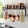 thumbnail image 1 of 30-Inch Kitchen Pan Pot Rack Wall Mounted Hanging Storage Organizer Wall Shelf with Hooks Matte Black, 1 of 15