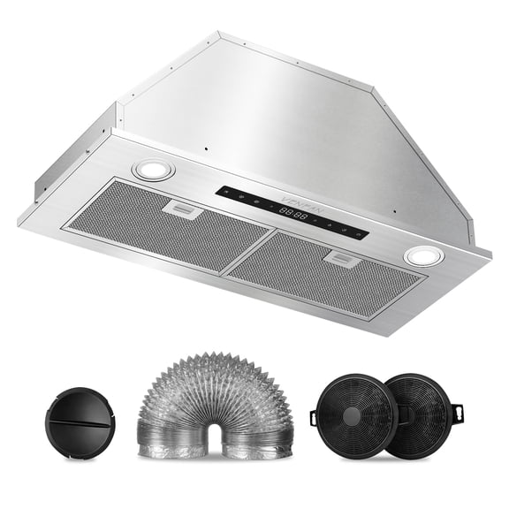 30 Inch Kitchen Range Hood Insert, 600 CFM Ducted/Ductless Vent Hood, 4 Speed Fan with Gesture Sensing, Touch Control, Stainless Steel Design