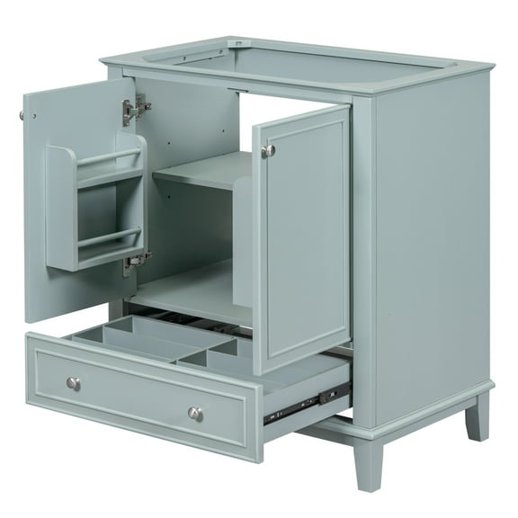 30 Inch L Modern Storage Bathroom Vanity with 2 Doors and Drawer, Multifunctional Bathroom Cabinet with Adjustable Shelf, Dressing Cabinet with Solid Wood Frame for Bathroom, Cabinet Only, Green