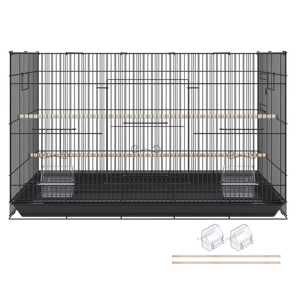 30 Inch Large Metal Bird Cage for Parakeets, Cockatiels, Lovebirds, and Canaries with Rolling Stand and Removable Tray
