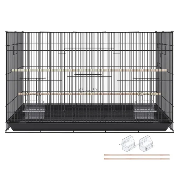 30 Inch Large Metal Bird Cage for Parakeets, Cockatiels, Lovebirds, and Canaries with Rolling Stand and Removable Tray