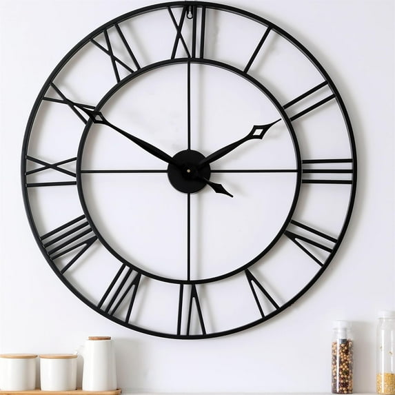 30 Inch Large Wall Clock Modern, Oversized Roman Numeral Decorative Black Metal Wall Clock for Living Room Decor,House Warming Gifts New Home,Gifts for Women