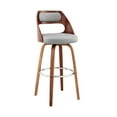 thumbnail image 1 of 30 Inch Leatherette Barstool with Cut Out Back, Gray and Brown- Saltoro Sherpi, 1 of 3
