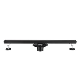30 Inch Linear Shower Drain, Matte Black 304 Stainless Steel with Removable Cover, Hair Strainer & Leveling Feet, Flange Included